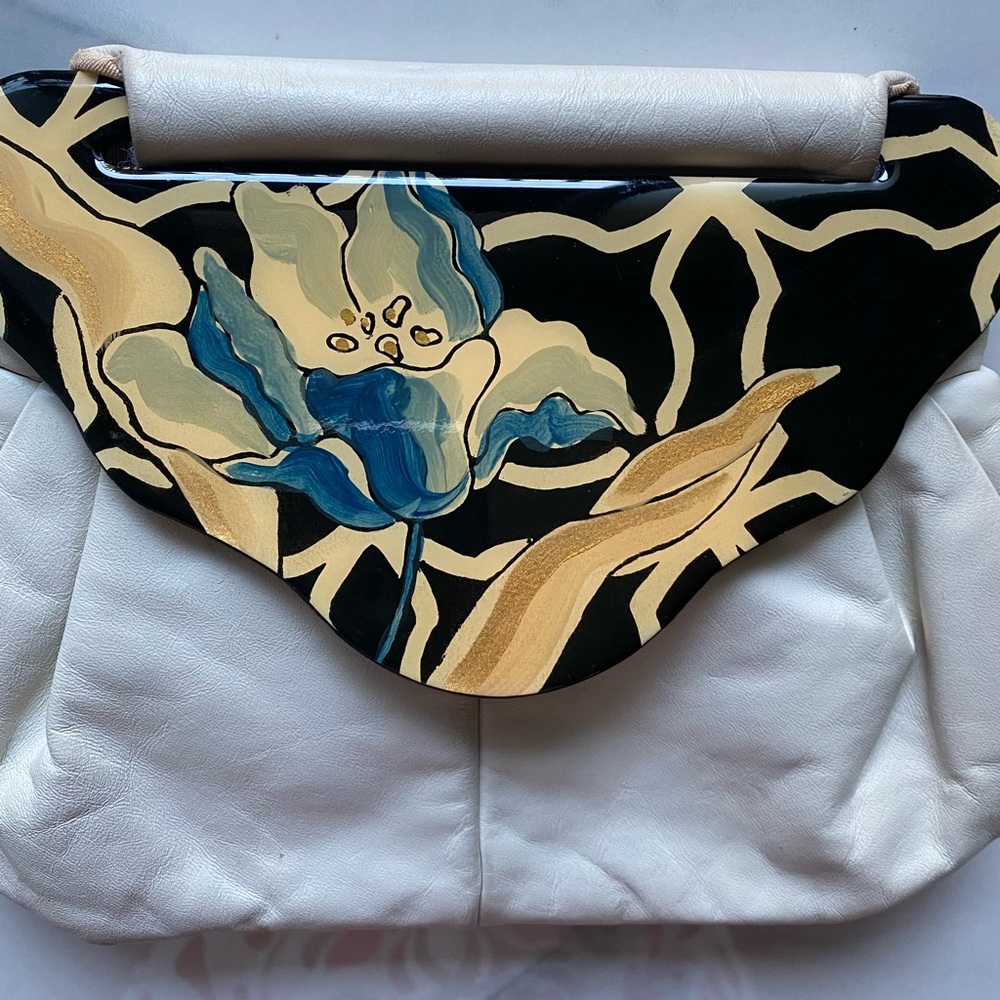 Rare Vintage Moon Bag  Leather Shoulder Bag with Detachable Flap Cover 80s
